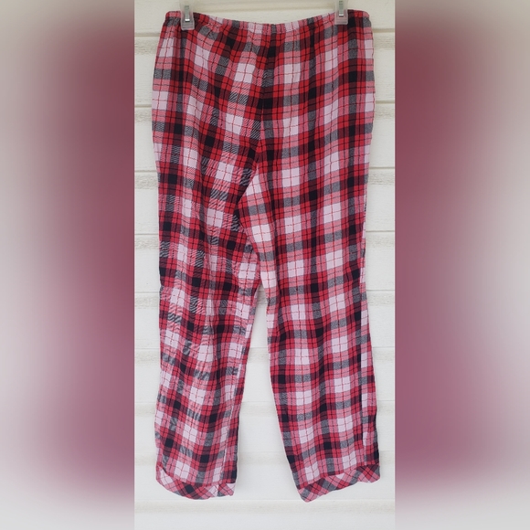 Victoria's Secret Red Shiny Threaded Plaid Fleece Pants!!! - Picture 5 of 11